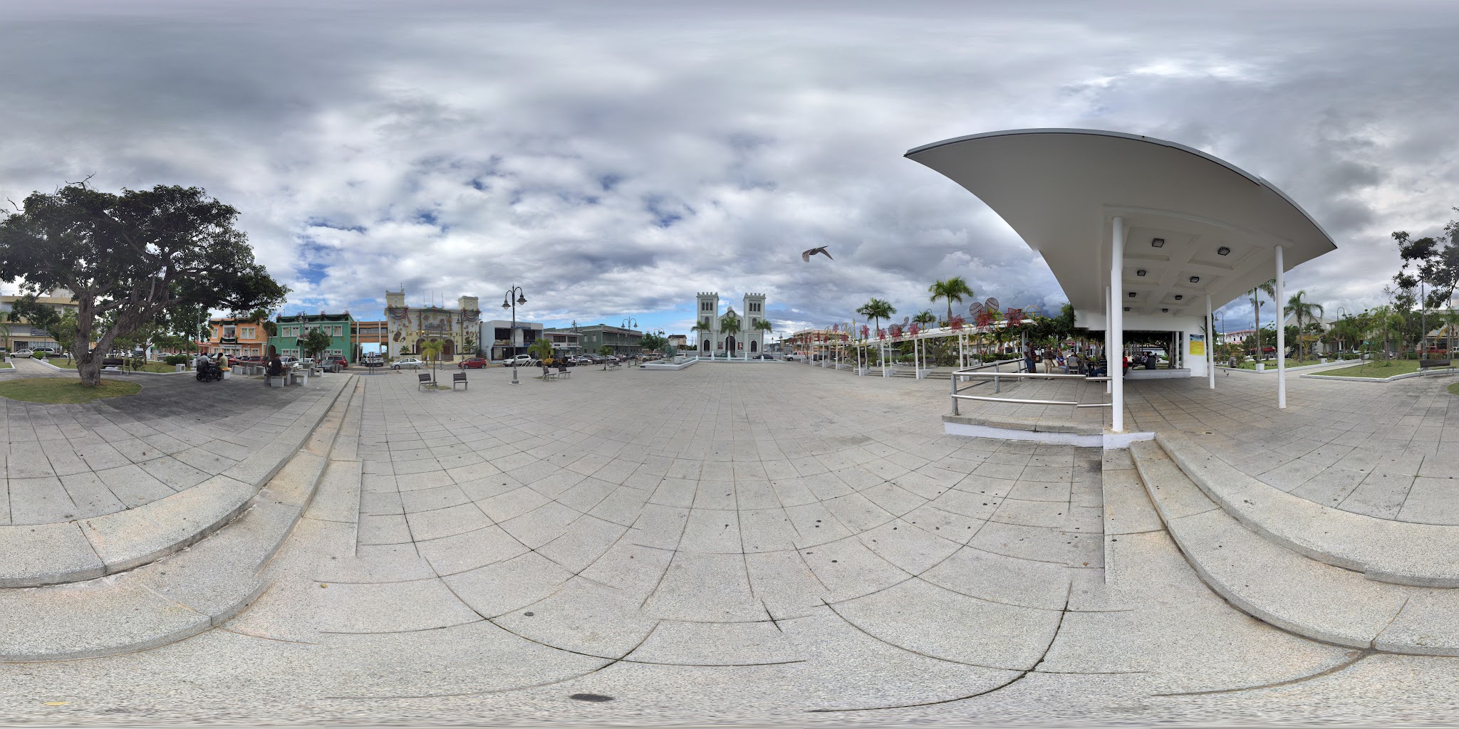 Panoramic view of Plaza Manuel María Corchado y Juarbe in Isabela